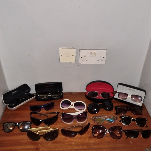 470 - 17 pairs of designer sunglasses including Ray Ban, Ralph Lauren and Cabouchon. (MYOMU)