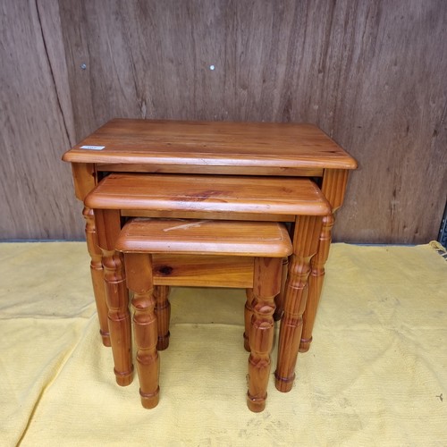 107 - pine wood 3 set nesting tables.