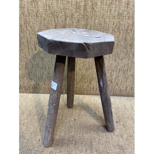 94 - Blonde oak vintage milking stool.