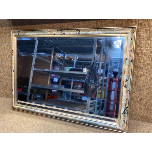 95 - Large beveled edge over mantle mirror. 130cm x 73cm.