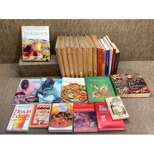 132 - Large collection of cooking books including: jamie oliver and Ainslee Harriett.