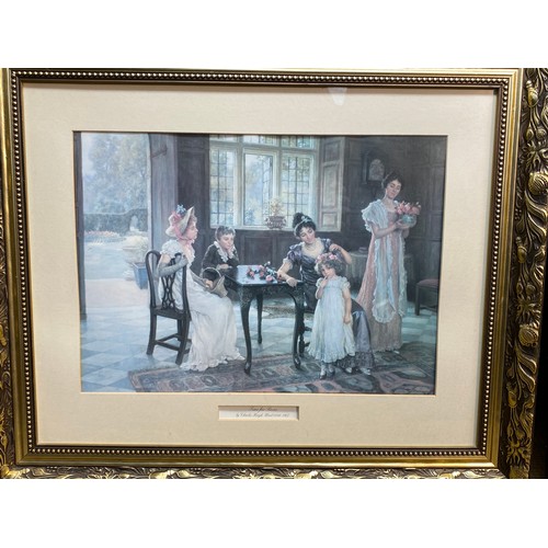 1142A - 2 framed prints, one in a gold guild frame (time for roses, Charles Highwood 1856 to 1927) and signe... 