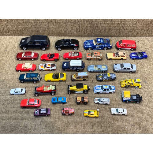 1172 - Large box of play worn diecast toy cars in various sizes including corgi .