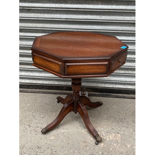 1173 - Edwardian style Pinewood side table with clawfoot stands.