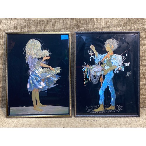 1189 - 2 1980s holographic portraits of working children by Pencricket fine art co.size: 44cm 33cm.