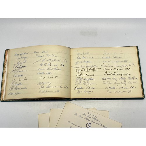 926 - HRH Prince Philip the Duke of Edinburgh signature in a leather bound visitors book from the Birmingh... 