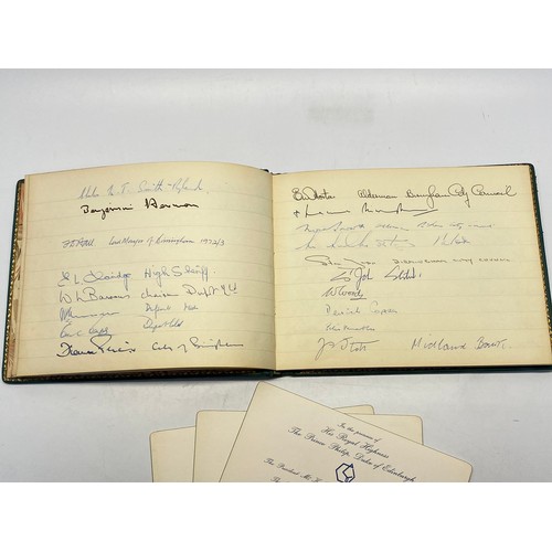 926 - HRH Prince Philip the Duke of Edinburgh signature in a leather bound visitors book from the Birmingh... 