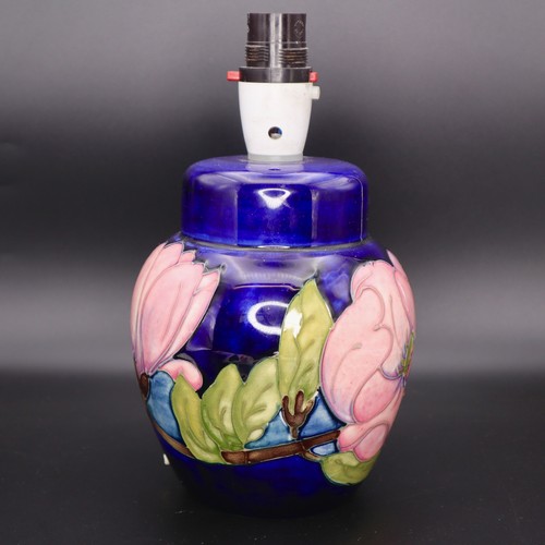 960 - Moorcroft Hibiscus blue Table Lamp. 24cm.