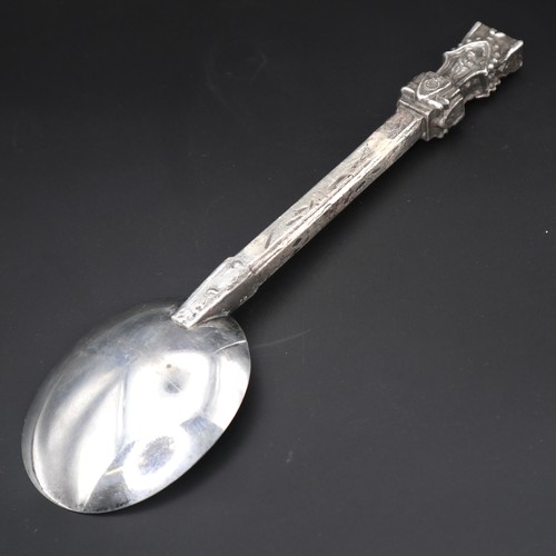 962 - large white metal baptism spoon (Continental) 24cm (handle tests as silver NHM MYOMU).