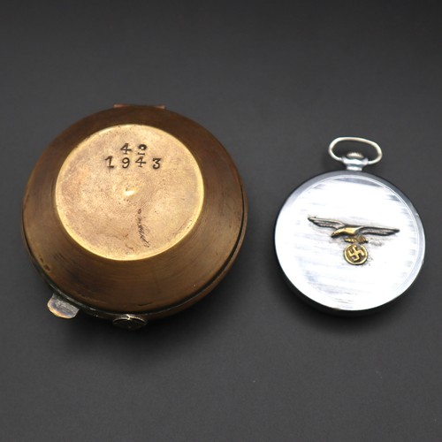 966 - WW2 1943 German Biber Submarine Pilots watch and brass case, The watch is reputed to have be owned b... 