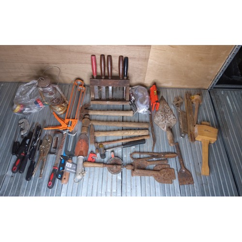 254 - Large selection of tools including: Chisels, hammers and files.