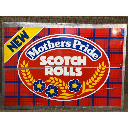 1258 - Vintage Mothers Pride Scotch Rolls advertising sign.