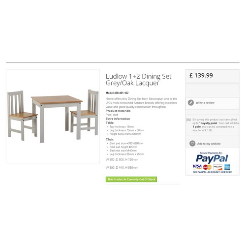 259 - retail packaged Ludlow 1 plus two dining set (table and chairs) gray effect.