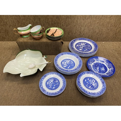 1262 - Mixed ceramics including various blue and white pieces .Carllonware leaf serving dish and spoon and ... 