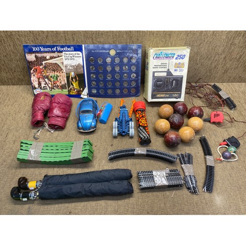 1272 - Mixed collectables including Bandai Volkswagen beetle remote control car , FA cup centenary 1872-197... 