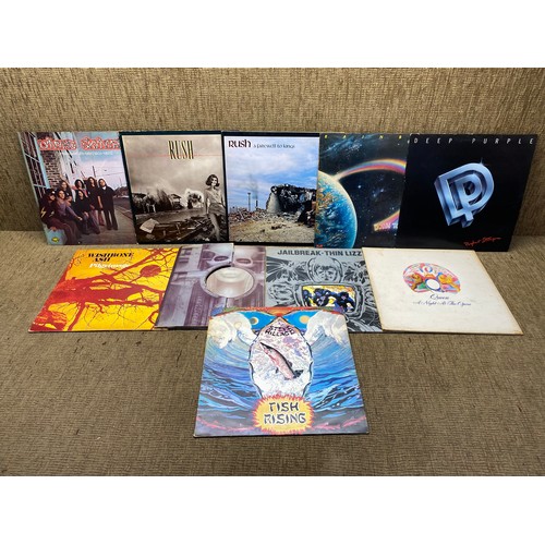 1241 - Selection of 10 vinyls including: Rush, Queen and Lynyrd Skynyrd.