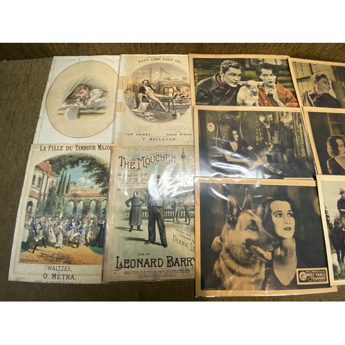 653 - Set of lobby prints from Wolf Gang with Thunder and Tom Mix. Also a collection of early theatre musi... 