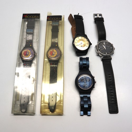 852 - Pulsar world time 100m watch, Swatch irony aluminum watch, vintage TIKKERS 0823 Mostly Sun watches a... 