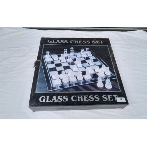 62 - Glass chess set in original box