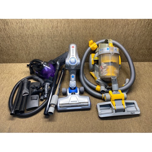 101 - 3 vacuum cleaners including: Hoover, Dyson and Blast vac-pro.