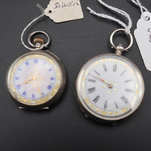 861 - Two ladies silver pocket watches.