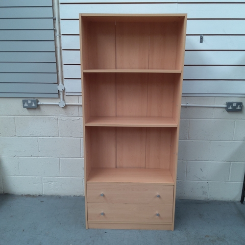 102 - Light pine coloured cupboard with two drawers 180cm x 79cm