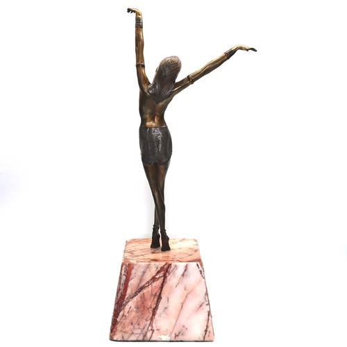 682 - Art deco Egyptian of a lithe dancer, bronze figure 