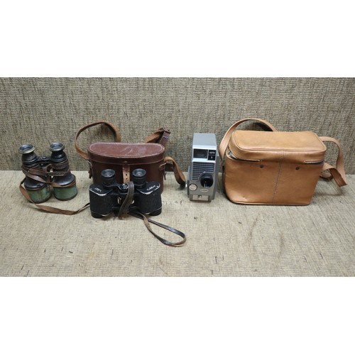 474 - Vintage items including: Ray London binoculars and pace maker auto 80 video recorder.