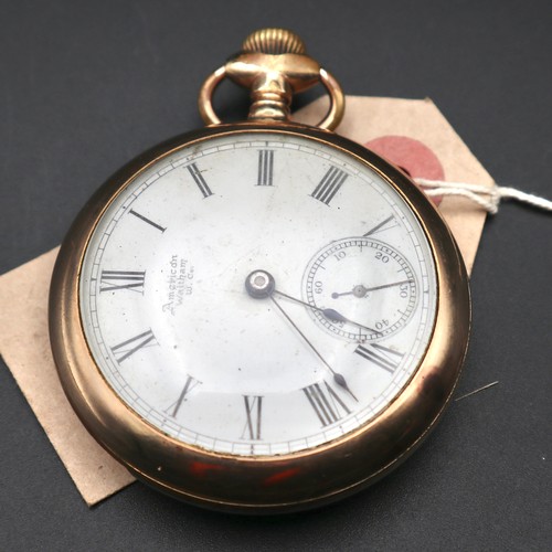 863B - American Waltham gold plated pocket watch with a dragon engraved on the rear.