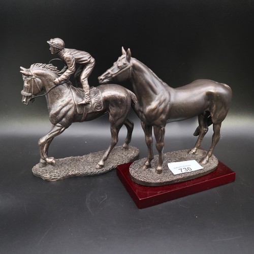 730 - Two horse and jockey figurines 17cm.