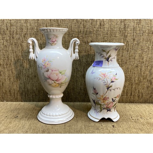 498 - 2 quality dining room ceramic vases, one hand painted. Royal Winston and Maryleigh Pottery. 

Royal ... 