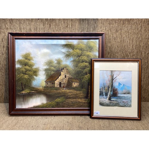 159 - 2 signed framed oil paintings. Largest: 68cm x 58cm.