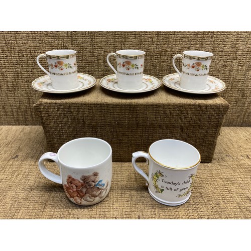 1124A - High quality ceramics including: 3 royal Doulton mosaic garden cups and saucers and 2 Royal Worceste... 