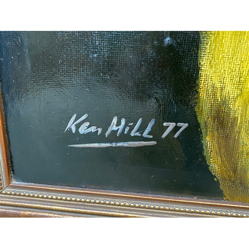 1102 - large oil painting of the Hennessy Cognac Saint Bernard signed Ken Hill 77'.Size: 102cm x 81cm.