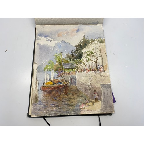 778 - vintage scrap book and a artist concept painting book filled with paintings.