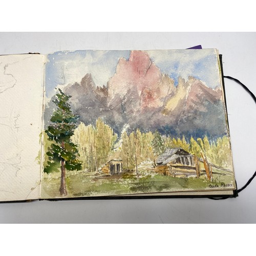 778 - vintage scrap book and a artist concept painting book filled with paintings.