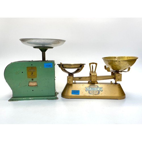 1126 - 2 vintage scales including: Kit Way scales and B&H Bracey Cardiff.