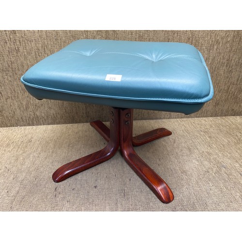 225 - Green leather topped foot stool