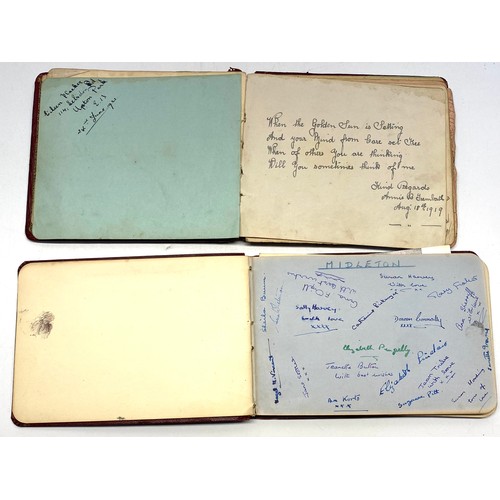 973 - Two autograph books continuing poems from 1923 and autographs from Cricket and Tennis players includ... 