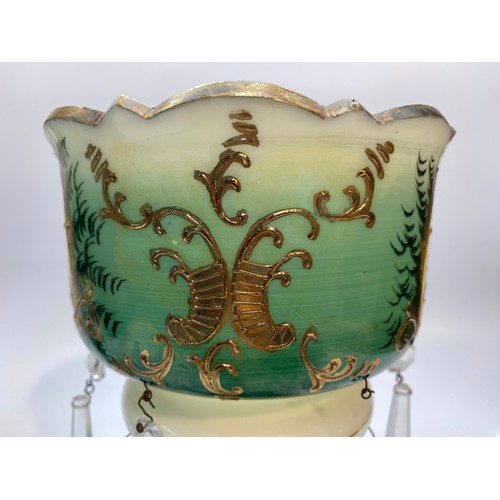 786 - Antique hand painted French opaline glass vase. 30cm.