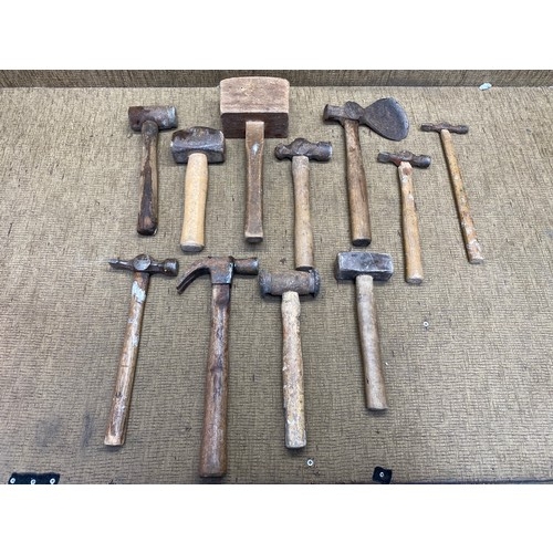 317 - Collection of wooden handle vintage tools.