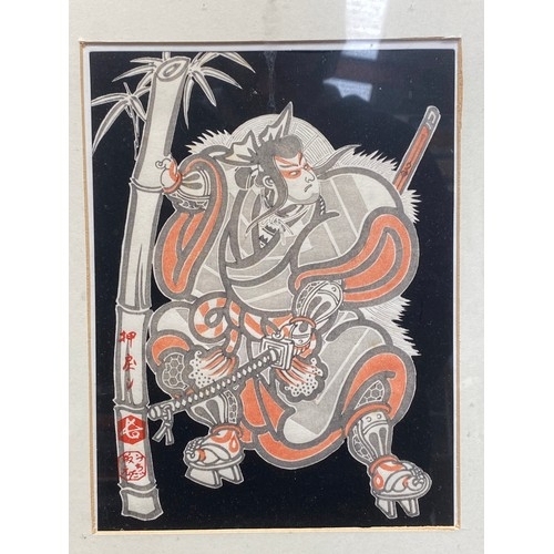 1071 - Authentic Japanese ink painting of a kabuki samurai with signature.

Size: 48cm x 38cm