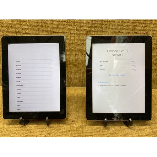 470 - 2 apple iPads. Model number: A1395. (both reset and one screen cracked)