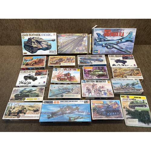 1081 - Selection of model kits by: Airfix and Matchbox.