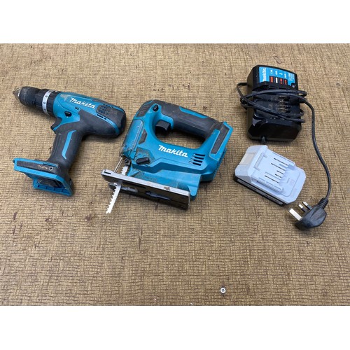 71 - Makita HP457D drill and a Makita jigsaw.