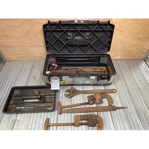 78 - Stanley tool box with tools.