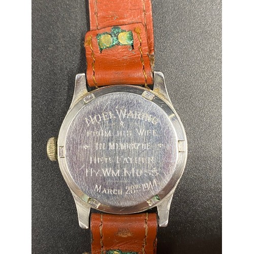 848 - Omega dress watch serial number 9468503 dated 1939. Watch is running with inscription to rear,