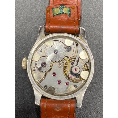 848 - Omega dress watch serial number 9468503 dated 1939. Watch is running with inscription to rear,