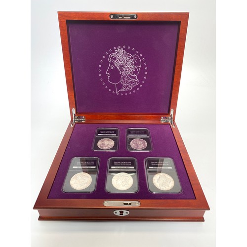 859 - Danbury mint. The Complete Uncirculated U.S. Morgan Silver Dollar Mint Collection. Slabbed with bar ... 