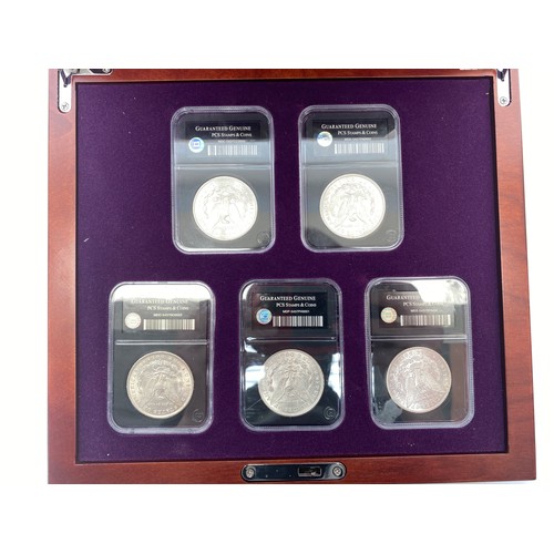 859 - Danbury mint. The Complete Uncirculated U.S. Morgan Silver Dollar Mint Collection. Slabbed with bar ... 